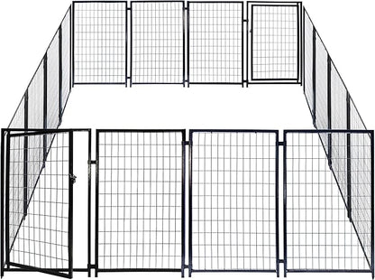 Luna Expandable Outdoor Dog Kennel 10x10x4 ft | Large Heavy-Duty Galvanized Steel Pet Pen with Gate | Powder-Coated Frame | Rust-Resistant Panels | Secure Latch