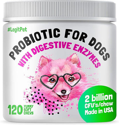 Cranberry UTI Chews for Dogs Bladder Suppot + D-Mannose Supports Kidney Urinary Tract 120 Chews and Probiotics for Dogs Natural Digestive Enzymes Prebiotics for Allergy 120 Chews