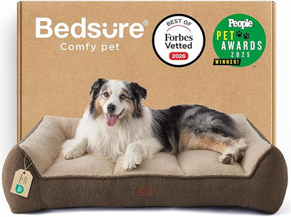Bedsure SupportMax™ XL Orthopedic Dog Beds Large Sized Dog - As Seen on TV Extra Thick Supportive Dogs Couch with Waterproof Washable Cover, Extra Large Comfort Pet Sofa with Soft Sherpa, Brown