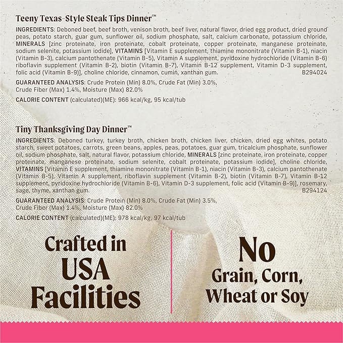 Merrick Lil’ Plates Grain Free Dinner Duos Soft Natural Wet Small Dog Food Variety Pack,Beef and Turkey - 2.6 lb. Tubs,(Pack of 24)
