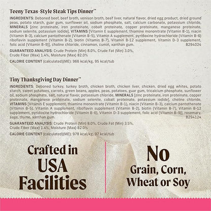 Merrick Lil’ Plates Grain Free Dinner Duos Soft Natural Wet Small Dog Food Variety Pack,Beef and Turkey - 2.6 lb. Tubs,(Pack of 24)