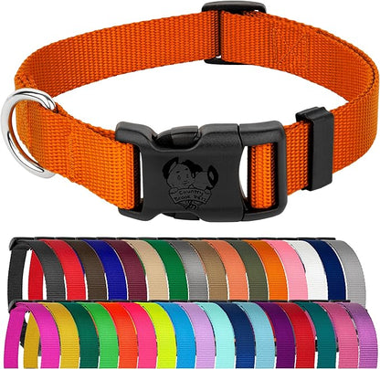 Country Brook Petz - Everyday Nylon Dog Collar for Large, Medium, and Small Dogs and Puppies - for Everyday Use in 10+ Warm Colors (Large, 1 Inch Wide, Orange)