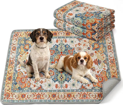 NOYAL Bohemian Washable Dog Pee Pads - Super Absorbent Reusable Puppy Training Pads with Stylish Prints | 100% Waterproof, Leak-Proof & Non-Slip Pet Housebreaking Pads for Indoor 2 Packs