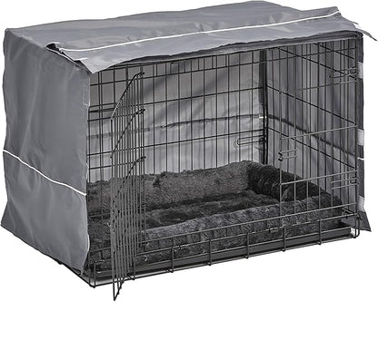 MidWest Homes for Pets Double Door 30-inch Dog Crate Kit, Bundle Includes a Two-Door Cage, Matching Gray Bed and Crate Cover, For Medium-Sized Breeds