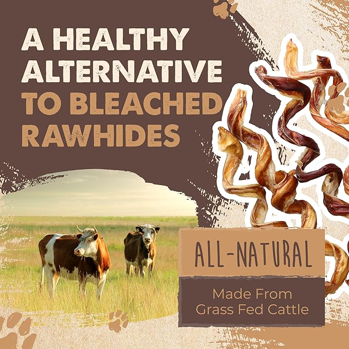 Mighty Paw Naturals Curly Bully Sticks for Dogs - Grass Fed Beef Dog Chews. Bully Sticks for Large Pets, Medium, Small Breeds. Lower Odor Treats for Small Pets. Single Ingredient 12”, 5 Pack