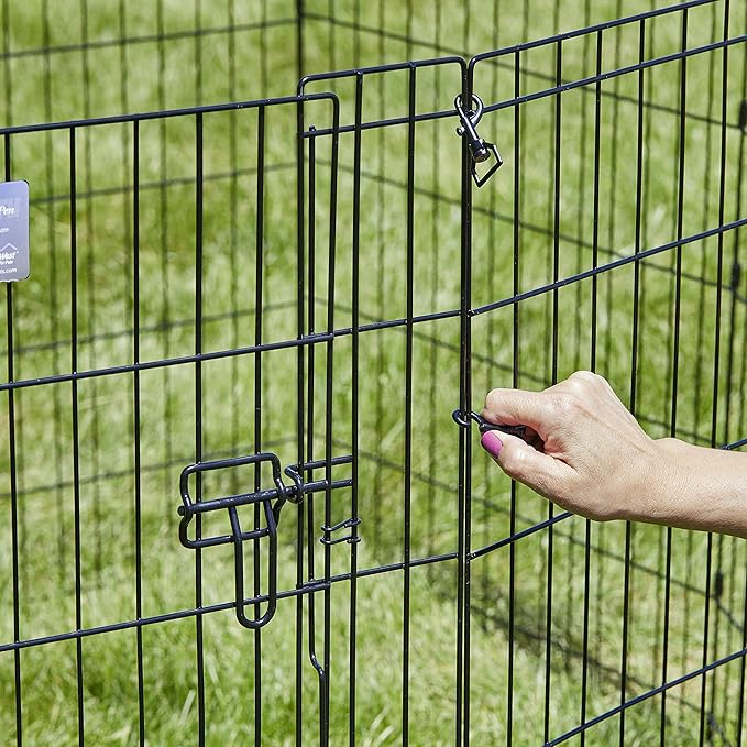 MidWest Homes for Pets 48-Inch Exercise Pen, for Indoor and Outdoor Use, 16 Sq Feet of Play, Single Door Folding Dog Pen, with Large Door Opening & Secure Latch, Easy to Set Up, Foldable Dog Playpen