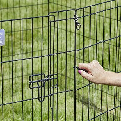 MidWest Homes for Pets 24-Inch Exercise Pen, for Indoor and Outdoor Use, 16 Sq Feet of Play, Single Door Folding Dog Pen, with Large Door Opening & Secure Latch, Easy to Set Up, Foldable Dog Playpen