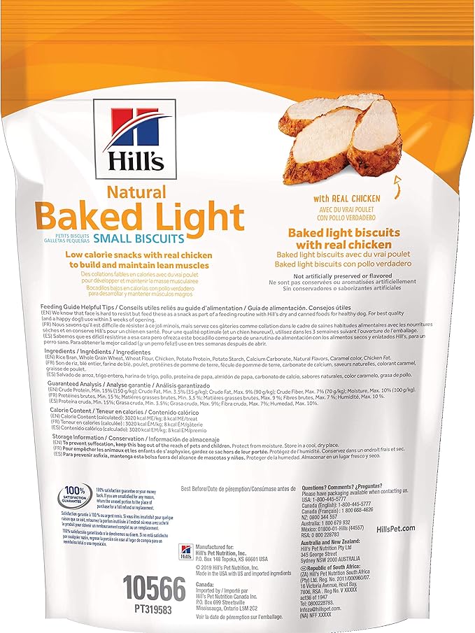 Hill's Natural Baked Light Biscuit Treats for Small Dogs, Chicken, 8 oz. Bag