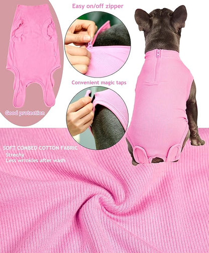 Recovery Suit for Dogs,Dog Cone Alternative Zipper Surgery Suit Female Spay,Soft Dog Surgery Suit for Anti Licking,Breathable Surgical Suit for Dogs Female Spay