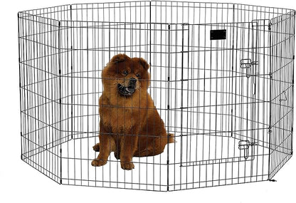 MidWest Homes for Pets Folding Metal Dog Exercise Pen, Indoor/Outdoor Playpen with Secure Door, Provides 16 Sq Feet of Play Space, 36-Inches Tall, Black E-Coated