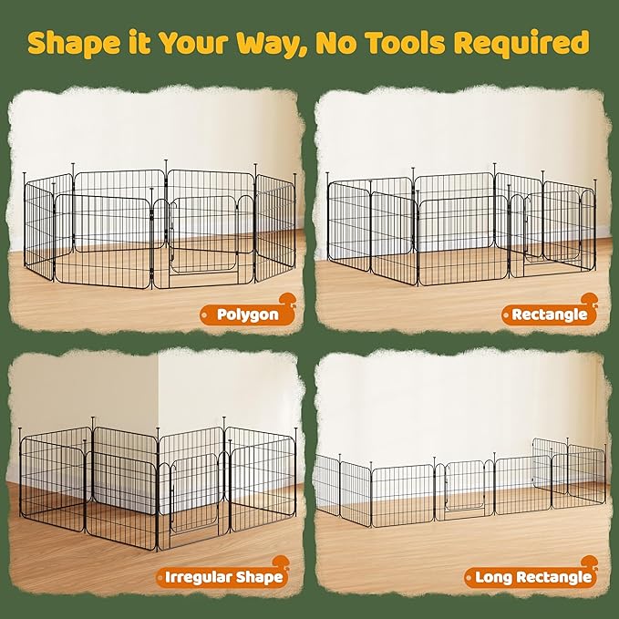 Yaheetech Expandable Dog Playpen, 8 Panel 20 inch Puppy Playpen with Door Indoor/Outdoor Pet Fence for Small Medium Dogs