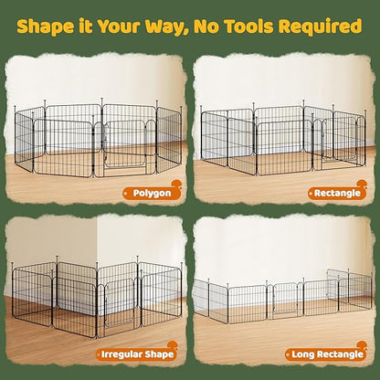 Yaheetech Expandable Dog Playpen, 8 Panel 20 inch Puppy Playpen with Door Indoor/Outdoor Pet Fence for Small Medium Dogs