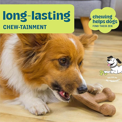Pupstages Dogwood Jack Dog Chew Toy – Real-Wood Blend, Bacon Scented, 4 Chewable Ends, Moderate Chewers, Large, 7.5" x 2"