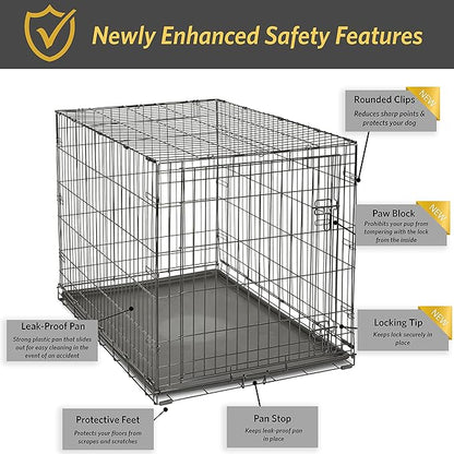 Midwest Homes for Pets 48-Inch New World Crate for Extra-Large Breeds, 90-110 lbs, Single Door Folding Dog Crate, Leak-Proof Tray & Secure Latch, Portable, Durable & Easy to Assemble