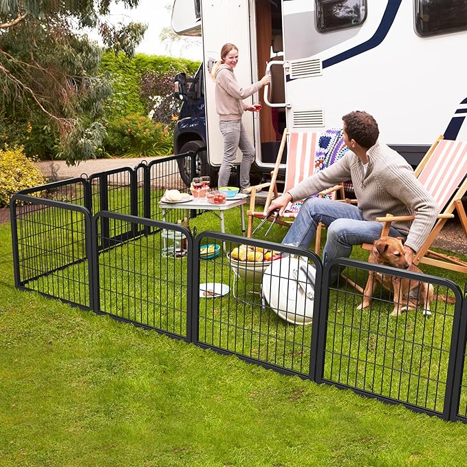 Yaheetech Dog Playpen, 24 inch 4 Panels Dog Pen for Indoor Heavy Duty Puppy Exercise Pen Metal Pet Fence for RV Camping/Yard/Garden