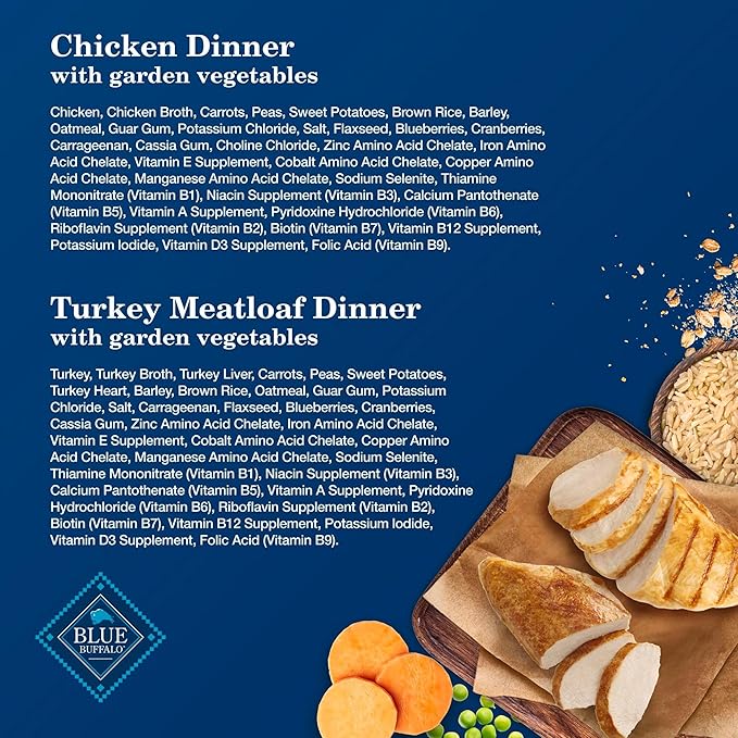Blue Buffalo Homestyle Recipe Chicken and Turkey Wet Dog Food for Adult Dogs, 12.5 oz. Cans, 6 Count Variety Pack