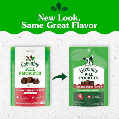 Greenies Pill Pockets for Dogs Small Size, Tablet Pill Treats for Dogs, Hickory Smoke Flavor, 3.2 oz. Pouch