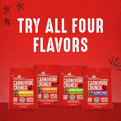 Stella & Chewy's Freeze-Dried Raw Dog Treats - Carnivore Crunch for Training - Natural Limited Ingredient, Grain-Free - Perfect for Picky Eaters - Duck Recipe - 3.25 oz Bag