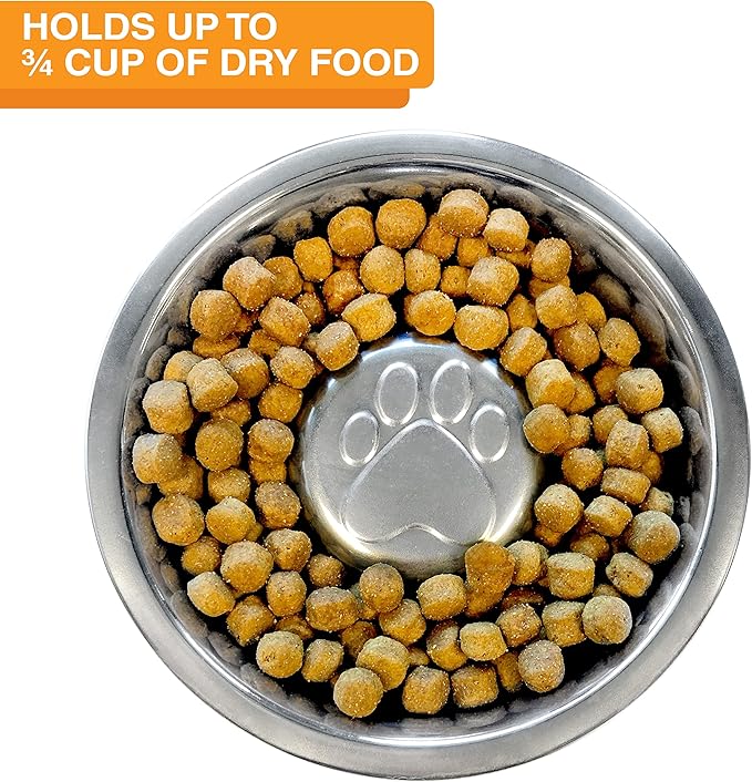 Neater Feeder Express Mess Proof Dog Bowls Elevated for Small Breed – Made in USA – No Spill Raised Slow Feeder Elevated Dog Bowl Stand, Stainless Steel Food and Water Bowl Set, Almond