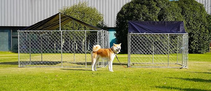 Petonly Outdoor Dog Enclosure Heavy Duty Dog Kennel House Mesh Dog Big Cage Pet Kennel Steel Fence with Secure Lock (78”x 78”)
