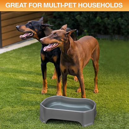 Neater Pet Brands Extra Large Water Bowl for Dogs, Outdoor Dog Water Bowl (1.25 Gallon XL Capacity), Big Trough Style Food Dish for Indoors or Outside, No Spill Large Dog Bowls, Gunmetal Grey