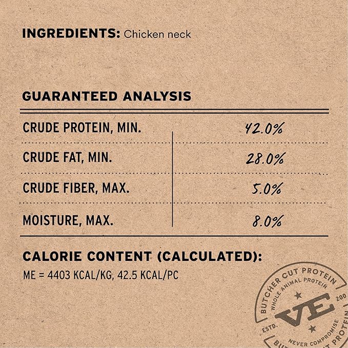 Vital Essentials Freeze Dried Raw Chicken Necks Dog Treats | Single Ingredient | Premium Quality | Grain Free Treats for Dogs, 9 oz Bag