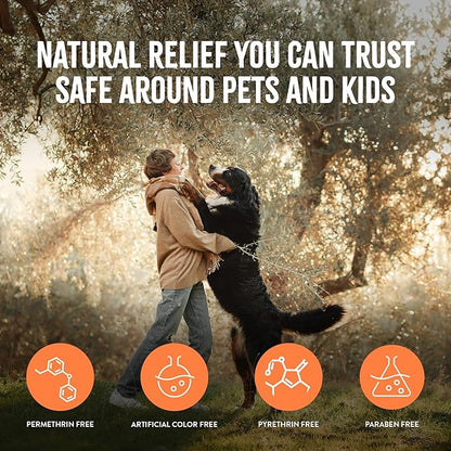 TropiClean Flea and Tick Bite Relief Treatment Spray for Dogs & Cats, Advanced Care Itch Relief Spray, Made in USA, 8oz