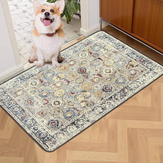SCLOSE Washable Pee Pad for Dogs, 32" x 24" Reusable Puppy Pads Waterproof Dog Rugs, Super Absorbent, Leakproof, Dog Crate Pad, Playpen Mat, Whelping Pads, Vintage