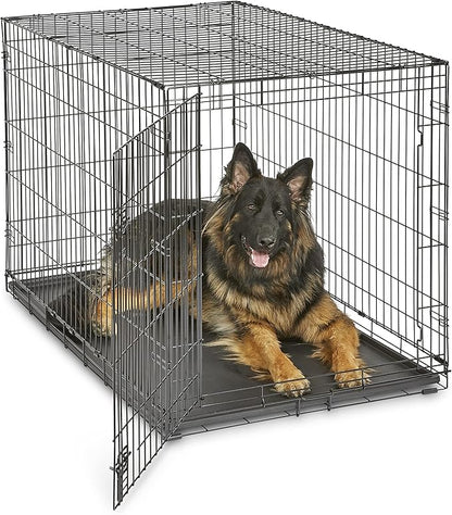 Midwest Homes for Pets 48-Inch New World Crate for Extra-Large Breeds, 90-110 lbs, Single Door Folding Dog Crate, Leak-Proof Tray & Secure Latch, Portable, Durable & Easy to Assemble