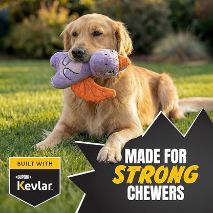 Bite Force - Durable & Strong Dog Toy Purple Dino with Squeaker, Kevlar-Reinforced for Aggressive chewers.