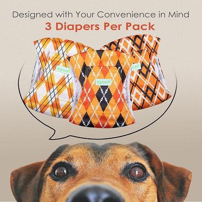 wegreeco Washable Male Dog Belly Band (Stylish Pattern)- Pack of 3 - Washable Male Dog Belly Wrap, Dog Diapers Male (Yellow Geometric, X-Large)