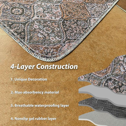 nunubaby 4PACK Washable Pee Pads for Dogs, Stylish, Non-Slip and Leak-Proof Pee Pads. Reusable Potty Pads for Dogs for Crates and Floors.(Brown/Multi, 24" x36" )