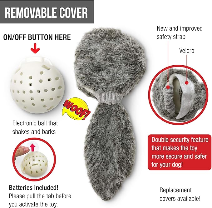 Hyper Pet Doggie Tail Interactive Plush Automatic Dog Toys, Durable, Wiggles, Vibrates, and Barks, Batteries Included, for All Dog Breeds, Boredom Buster