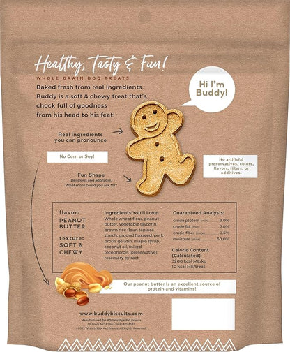 Buddy Biscuits Softies Pouch, Soft & Chewy, Natural Peanut Butter Flavor Dog Treats, Oven Baked in The USA, 8 oz (Pack of 3)