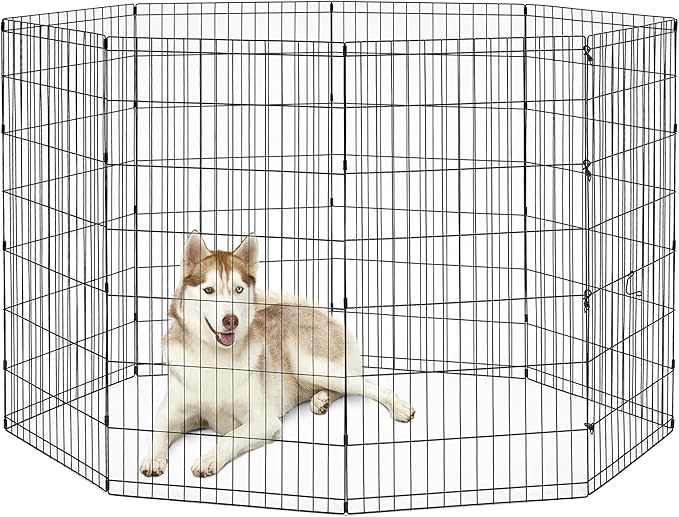 New World by MidWest Homes for Pets 48-Inch Exercise Pen, for Indoor and Outdoor use, 16 Sq Feet of Play, Folding Dog Pen, No Door Design for Maximum Security, Easy to Set Up, Foldable Pet Playpen