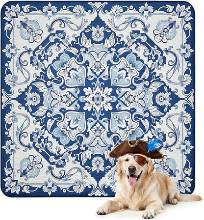 FXW Washable Pee Pads for Dogs, Leak-Proof & Non-Slip, Specifically Designed for Rollick/Homeplus 24inch 8 Panels Dog Playpen, 63" Square, Mandala Blue, 1 Pack
