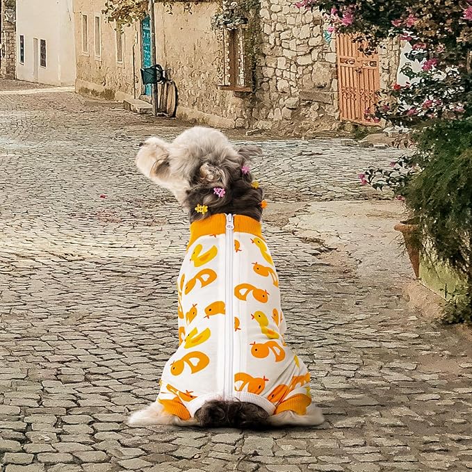 Dog Surgery Recovery Suit, Dog Onesie for Surgery Female Male Dogs, Dogs Pajamas Long Sleeve, Small Dogs Onesie, Abdominal Wound Bandages Surgical Suit, Cat Recovery Suit for Shedding Skin Disease