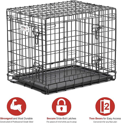 MidWest Homes for Pets Ultima Pro Heavy-Duty 24-Inch Dog Crate, Ultra-Strong Steel Double Door Pet Cage for Small Breeds, Accessories Included