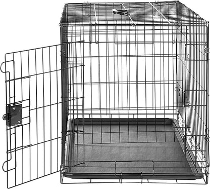 Amazon Basics Portable Metal Wire Dog Crate with Removable Tray, Single Door with Divider Panel, Foldable, Collapsible, Easy to Assemble & Clean, 36" x 23" x 25", Black
