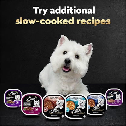 Cesar Home Delights Adult Wet Dog Food, Slow Cooked Chicken & Vegetables Dinner in Sauce and Beef Stew Variety Pack, Wet Food for Dogs, 3.5 oz Tray, 12 Count (Pack of 2)