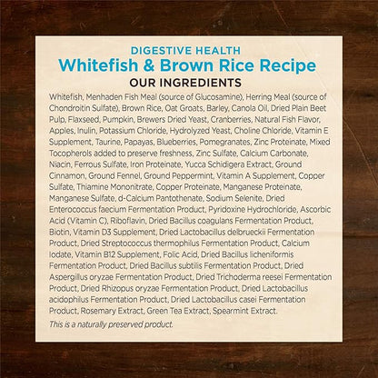 Wellness CORE Digestive Health Adult Dry Dog Food, Wholesome Grain Kibble, Sensitive Stomach, Natural, High Protein, Chicken Free, Whitefish and Brown Rice Recipe, 22 lb Bag