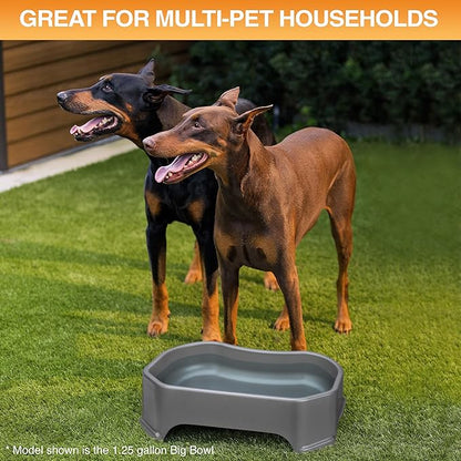 Neater Pet Brands Extra Large Water Bowl for Dogs, Outdoor Dog Water Bowl (2.25 Gallon XL Capacity), Big Trough Style Food Dish for Indoors or Outside, No Spill Large Dog Bowls, Gunmetal Grey