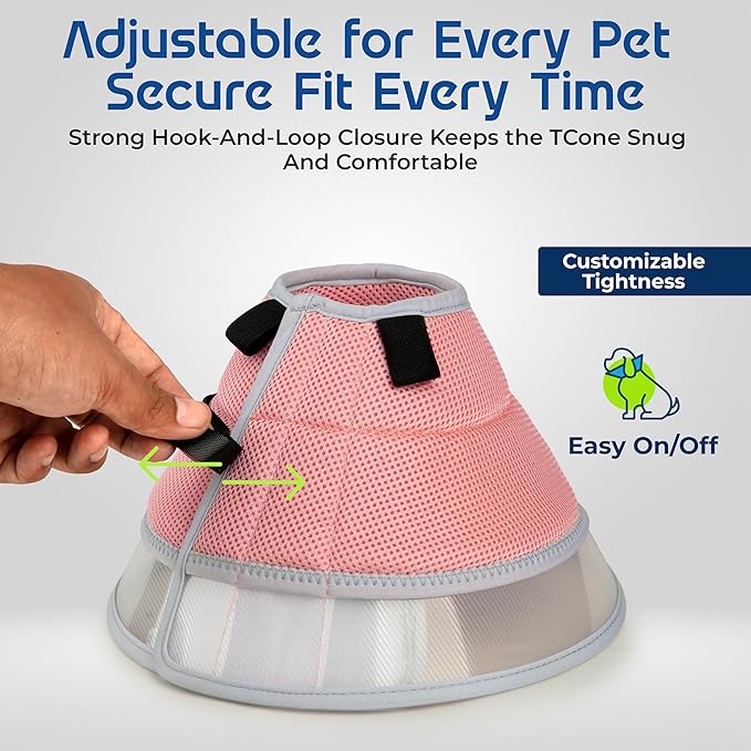 Soft Dog Cone Collar to Stop Licking Small,Medium.Large Dog Cone,Adjustable and Reversible Design,Non-Woven Breathable Fabric, Elizabethan Recovery Collar After Surgery for Cat or Dogs (Pink, Large)