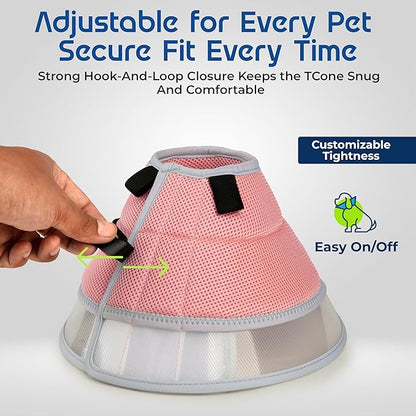 Soft Dog Cone Collar to Stop Licking Small,Medium.Large Dog Cone,Adjustable and Reversible Design,Non-Woven Breathable Fabric, Elizabethan Recovery Collar After Surgery for Cat or Dogs (Pink, Large)
