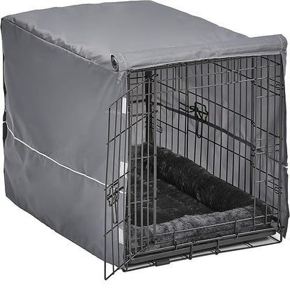 MidWest Homes for Pets Double Door 30-inch Dog Crate Kit, Bundle Includes a Two-Door Cage, Matching Gray Bed and Crate Cover, For Medium-Sized Breeds