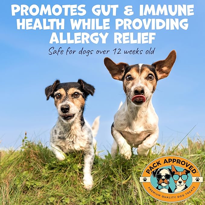 Pack Approved Dog Peanut Butter - Aids Dog Itching Skin Relief & Allergy Support with Colostrum - Contains Probiotics for Dogs Allergies and Itchy Skin - Allergy (239g)