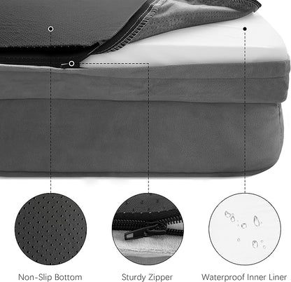 Orthopedic Dog Bed with Sides - Dog Sofa Beds for Extra Large Dogs, Supportive Foam Pet Couch Bed with Washable Removable Cover, Waterproof Lining and Non-Slip Bottom, Grey - XL