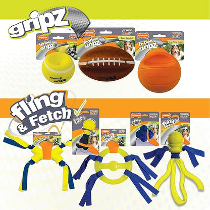 Nylabone Power Play Gripz Felt Basketball Rubber Fetch Toy, Squeaky Ball for Dogs, Medium (1 Count) (Pack of 2)