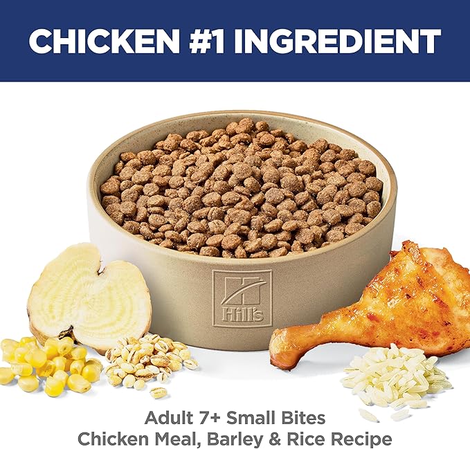 Hill's Science Diet Adult 7+ Small Bites Dry Dog Food, Chicken Meal, Barley, & Rice, 33 lb. Bag