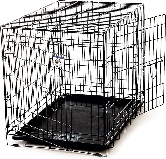 Pet Lodge® Wire Dog Crate | Small Pet Carrier | Easy to Clean | Multi-Functional Pet Crate | Double Door Crate | Great for Pets Up to 50lbs | Medium